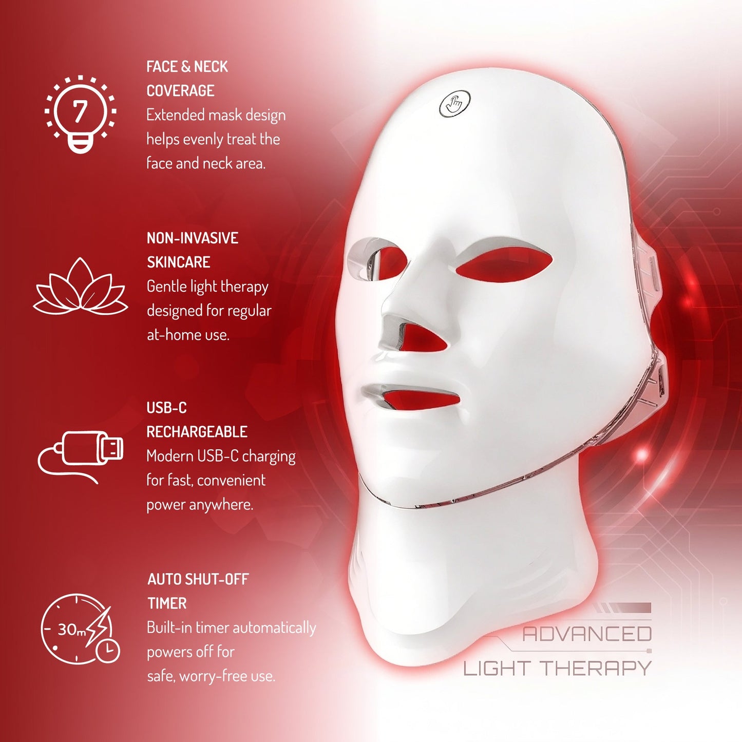 Premium 7-in-1 LED Face & Neck Light Therapy System