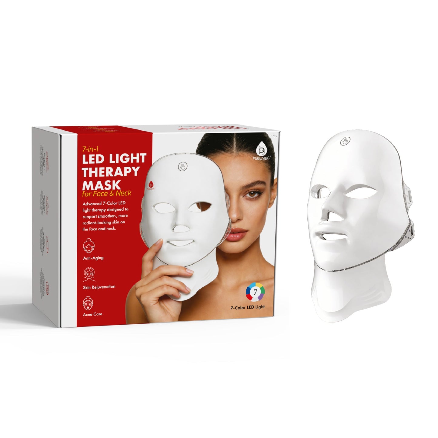 Premium 7-in-1 LED Face & Neck Light Therapy System